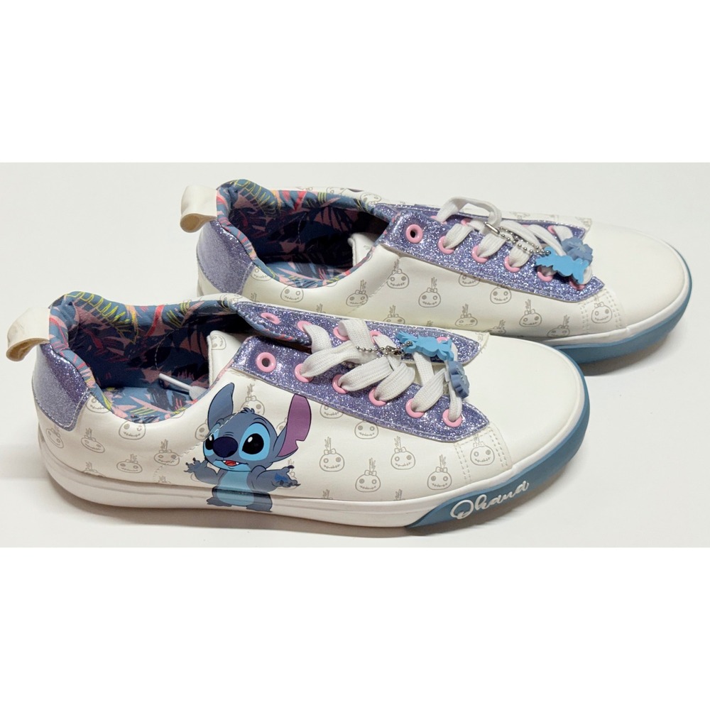 Disney Ground Up Lilo & Stitch White Purple Glitter Sneakers Ohana‎ Size 10 Mens